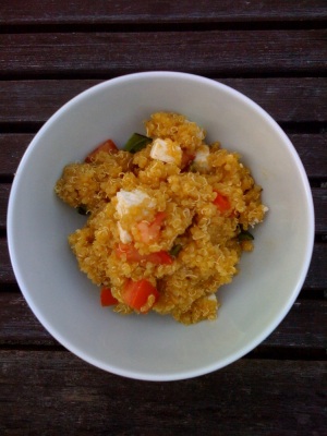 Quinoa with Feta, Tomatoes, and Basil, tossed with a Lemon Vinaigrette 